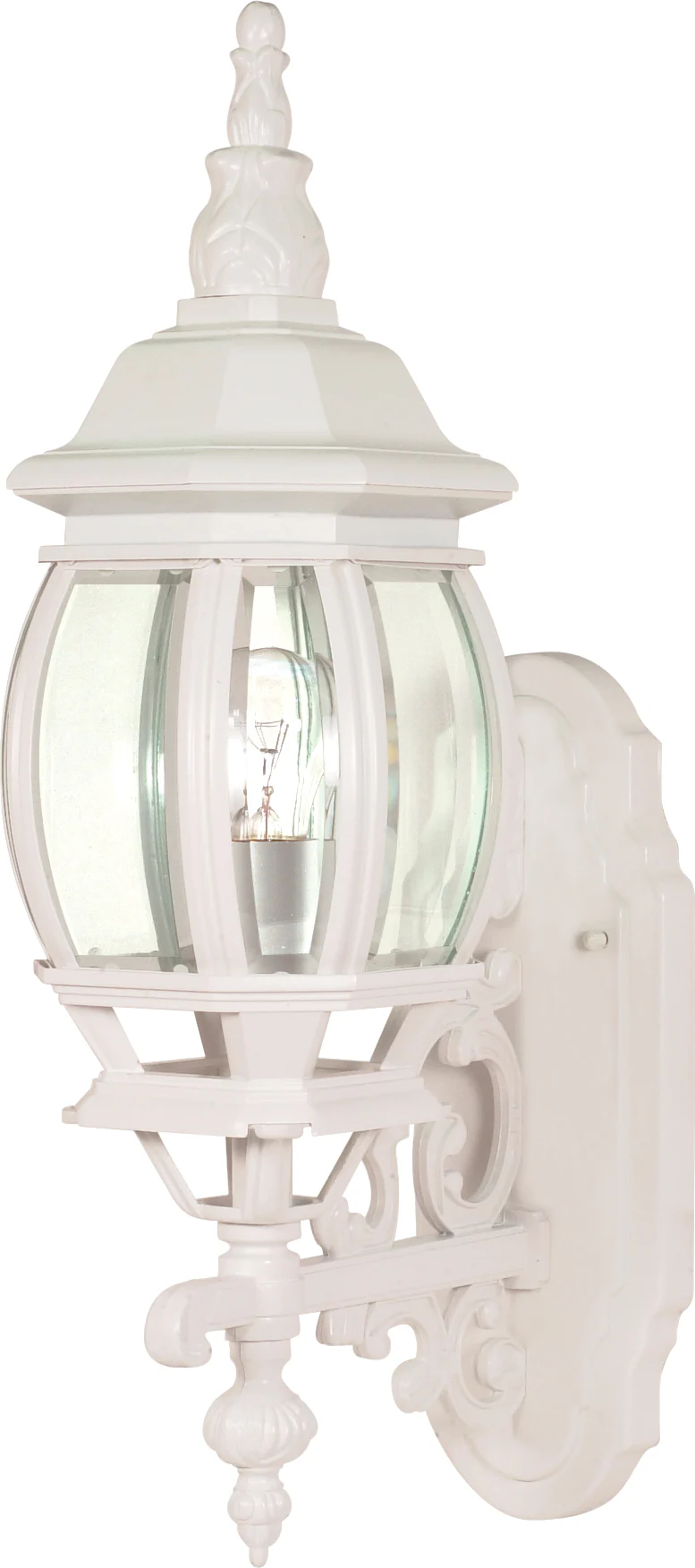 Nuvo Briton 1-Light 20" Wall Lantern Fixture w/ Clear Seed Glass in White Finish