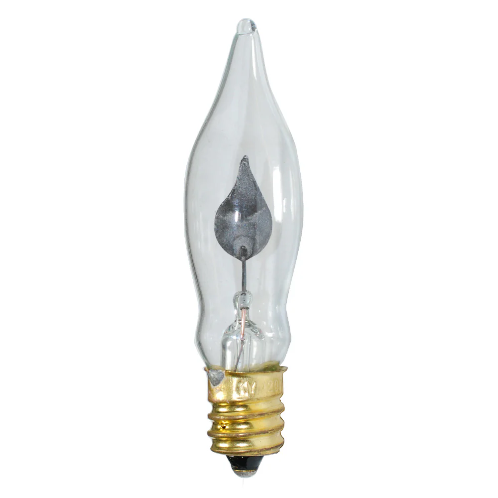 2Pk - C7 Flicker Flame Transparent Clear, 3.5 Watt Light Bulbs