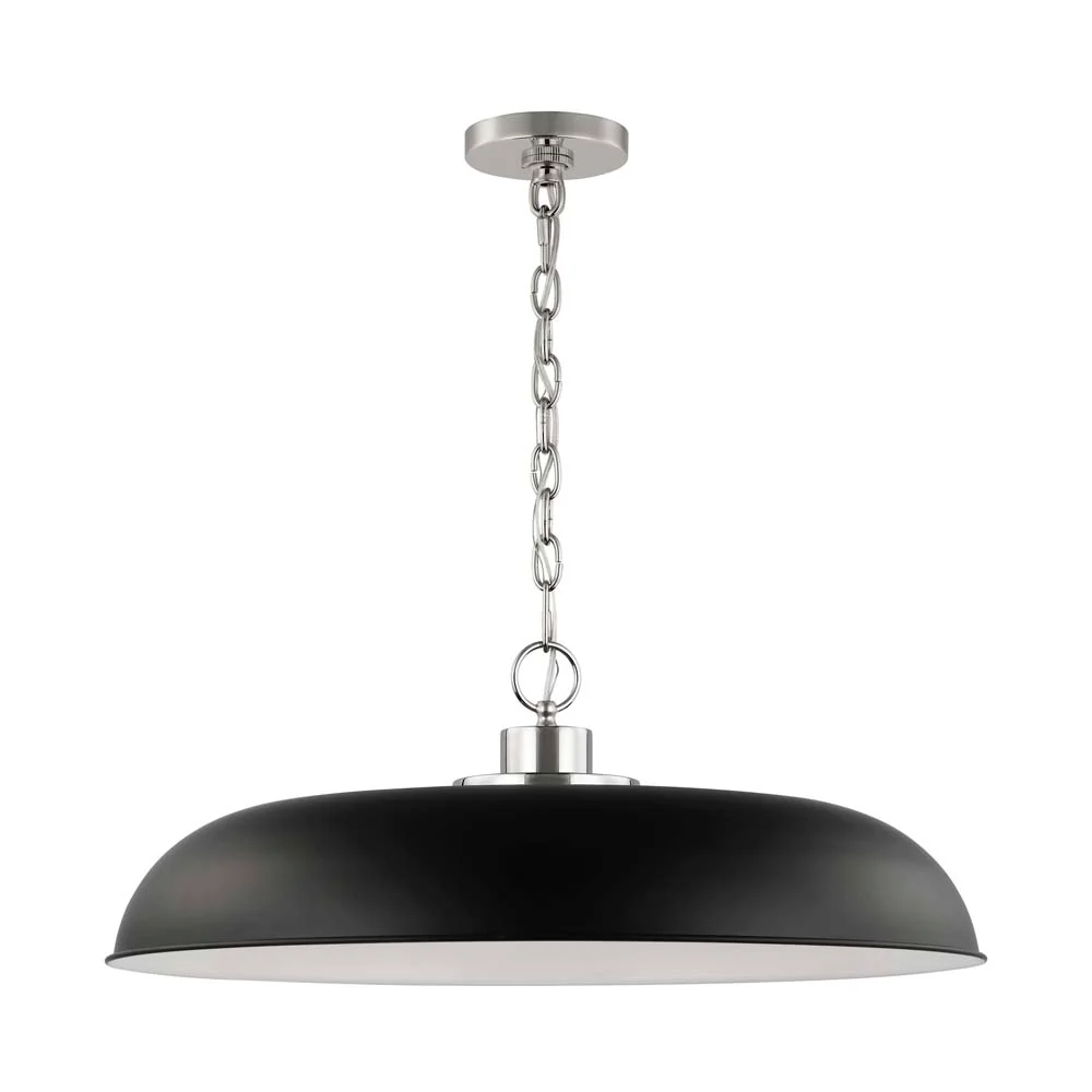 Colony 1-Light Large Pendant Matte Black with Polished Nickel