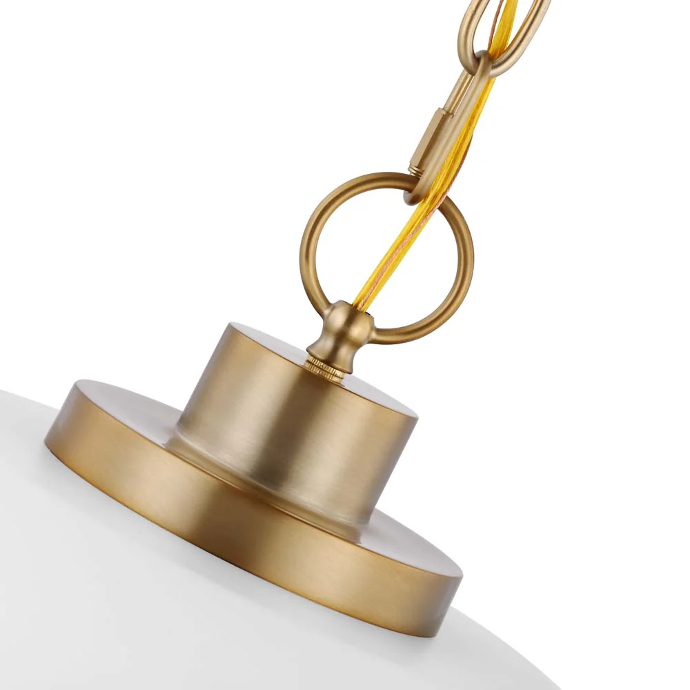 Colony 1-Light Large Pendant Matte White with Burnished Brass - Image 4