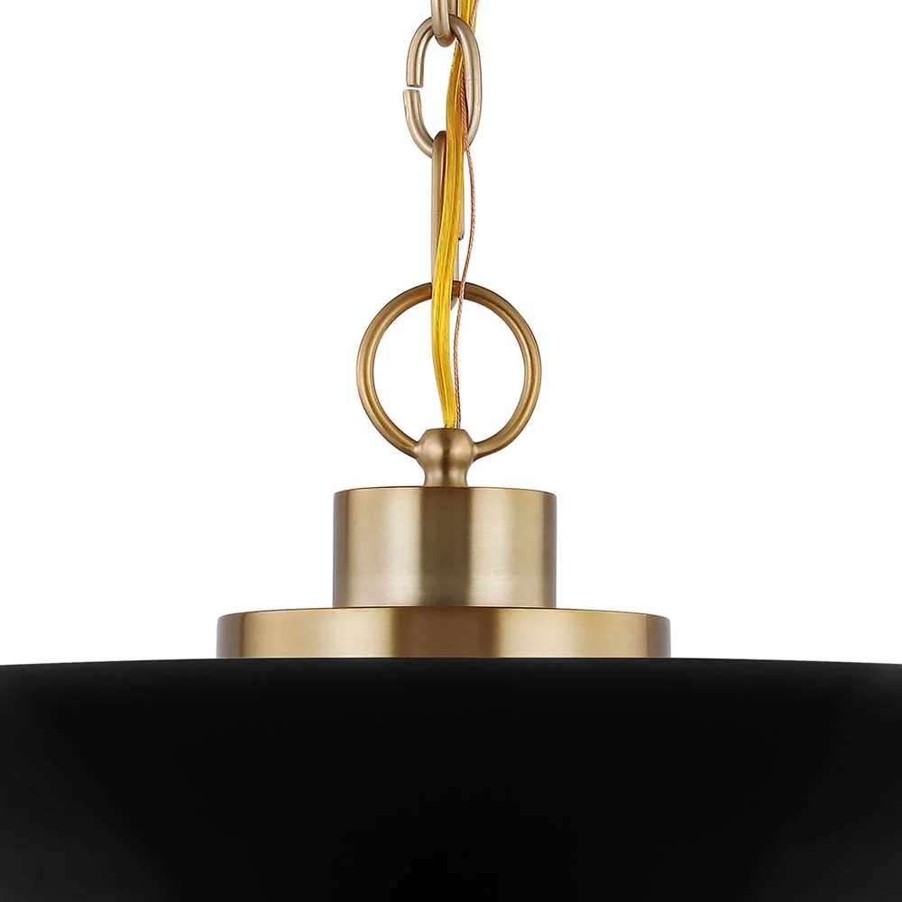 Colony 1-Light Medium Pendant Matte Black with Burnished Brass - Image 4