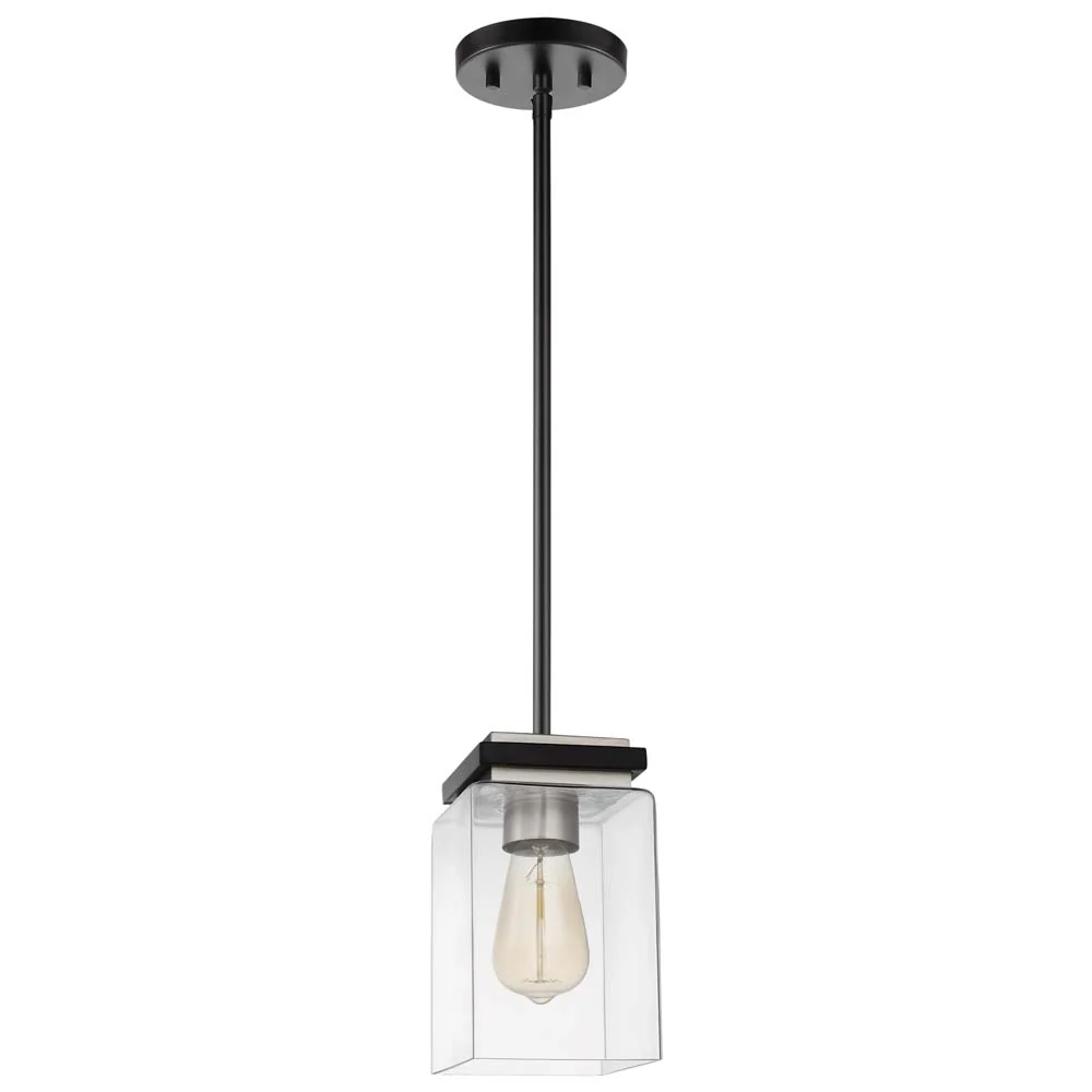 Crossroads 1-Light Mini Pendant Matte Black with Clear Glass