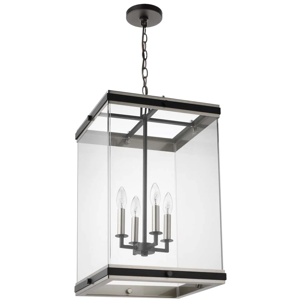 Crossroads 4-Light Foyer Pendant Matte Black with Clear Glass