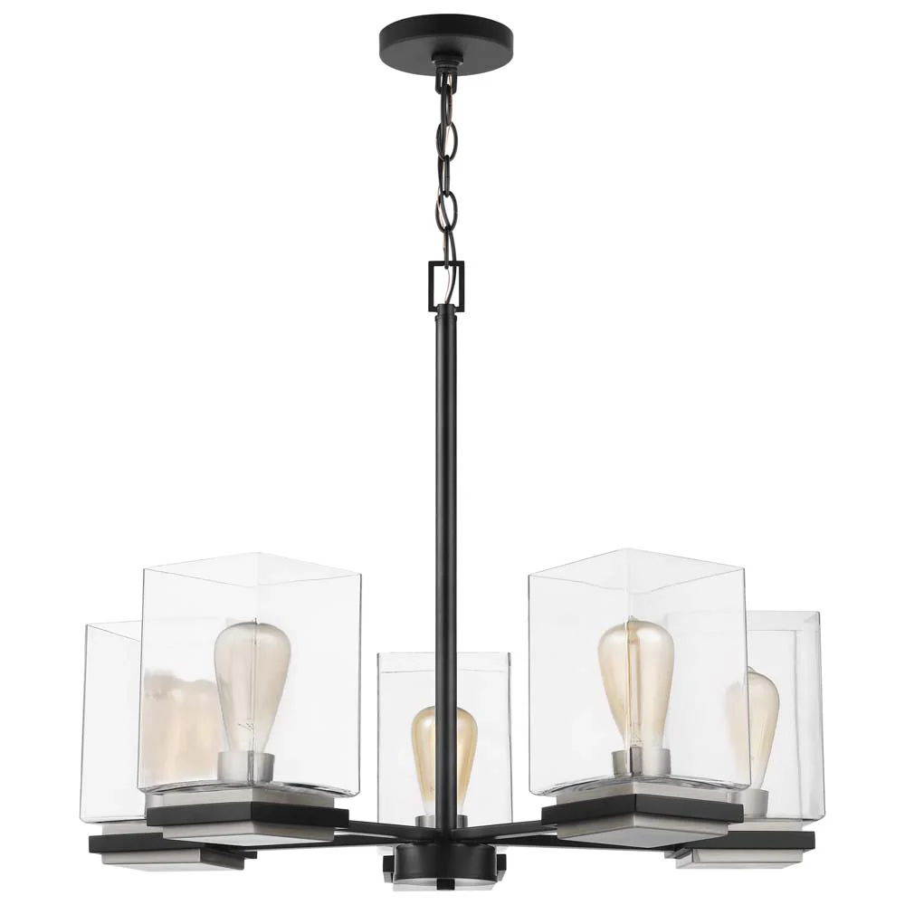 Crossroads 5-Light Chandelier Matte Black with Clear Glass