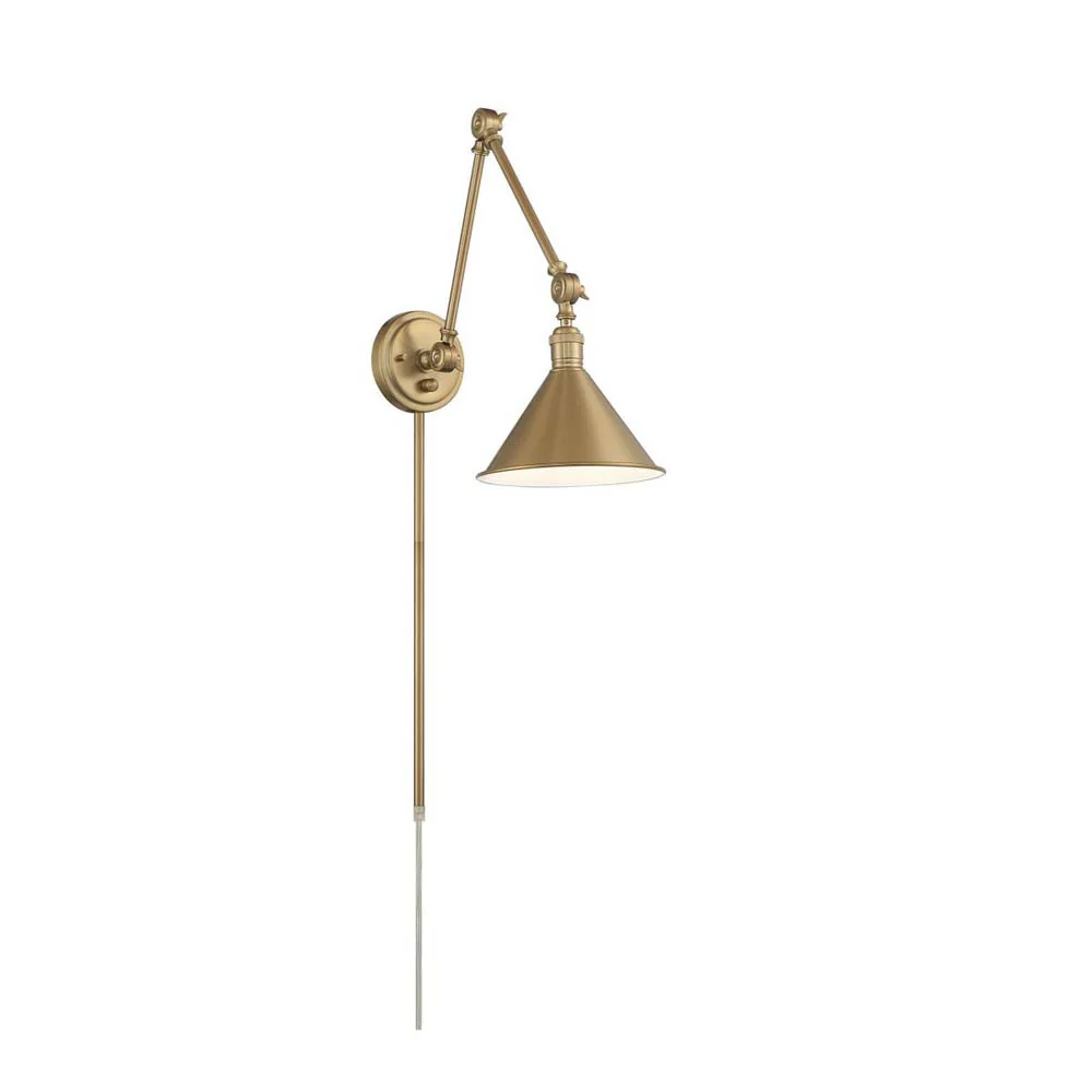 Delancey Swing Arm Lamp Burnished Brass w/ Switch 120v
