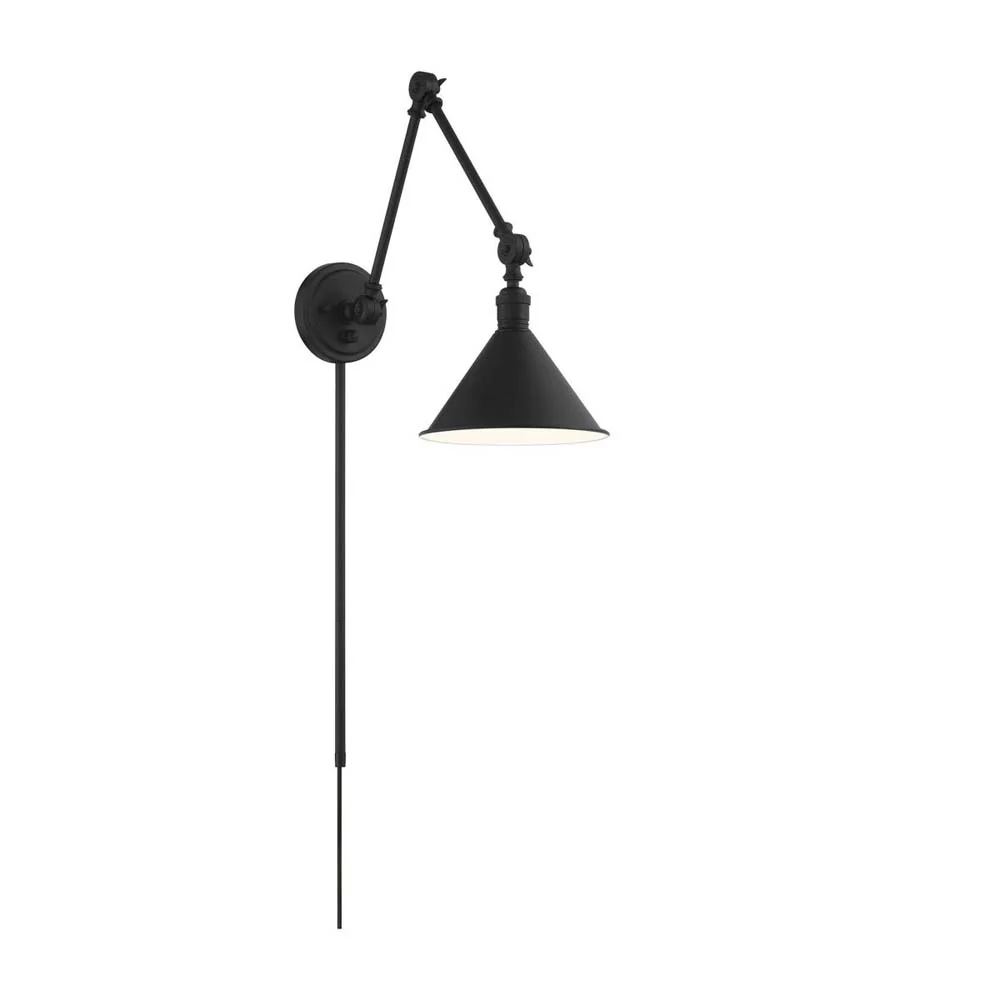 Delancey Swing Arm Lamp Matte Black w/ Switch 120v