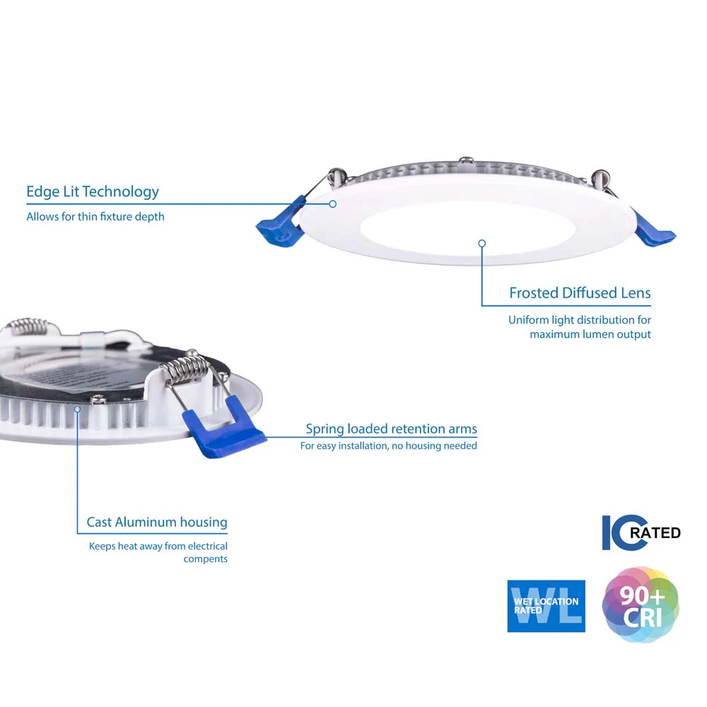 DLE6 Series 6 in. Round White Flat Panel LED Downlight in 4000K - Image 6