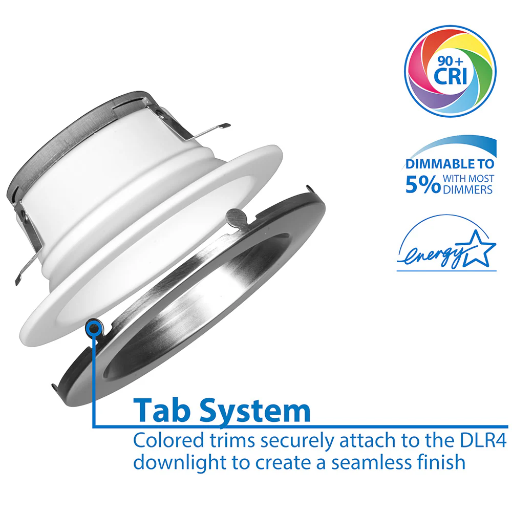 DLR4 (v5) 4-inch Nickel Recessed LED Downlight, 4000K - Image 2