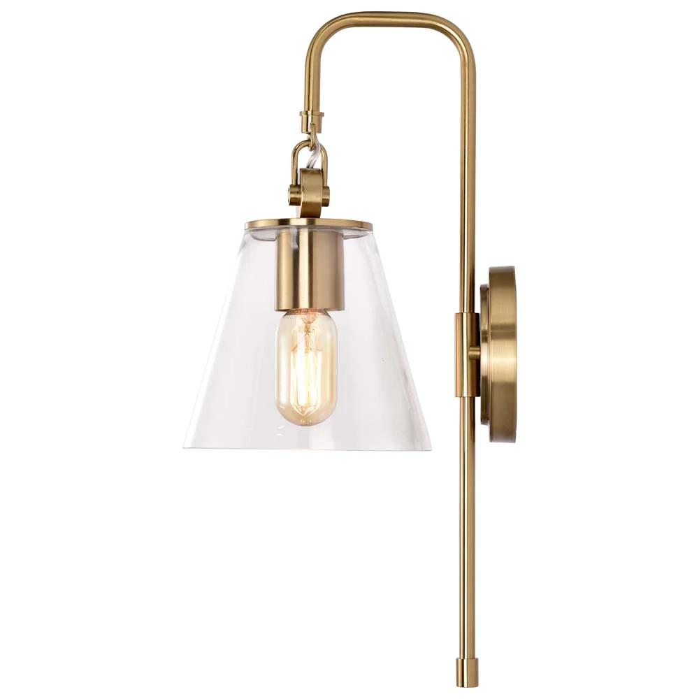 Dover 1-Light Wall Sconce Vintage Brass with Clear Glass - Image 4