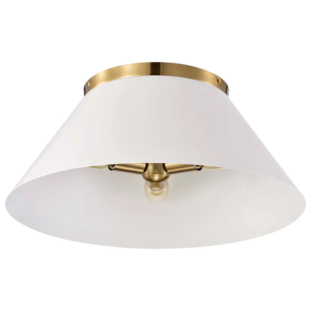 Dover 3-Light Large Flush Mount White with Vintage Brass