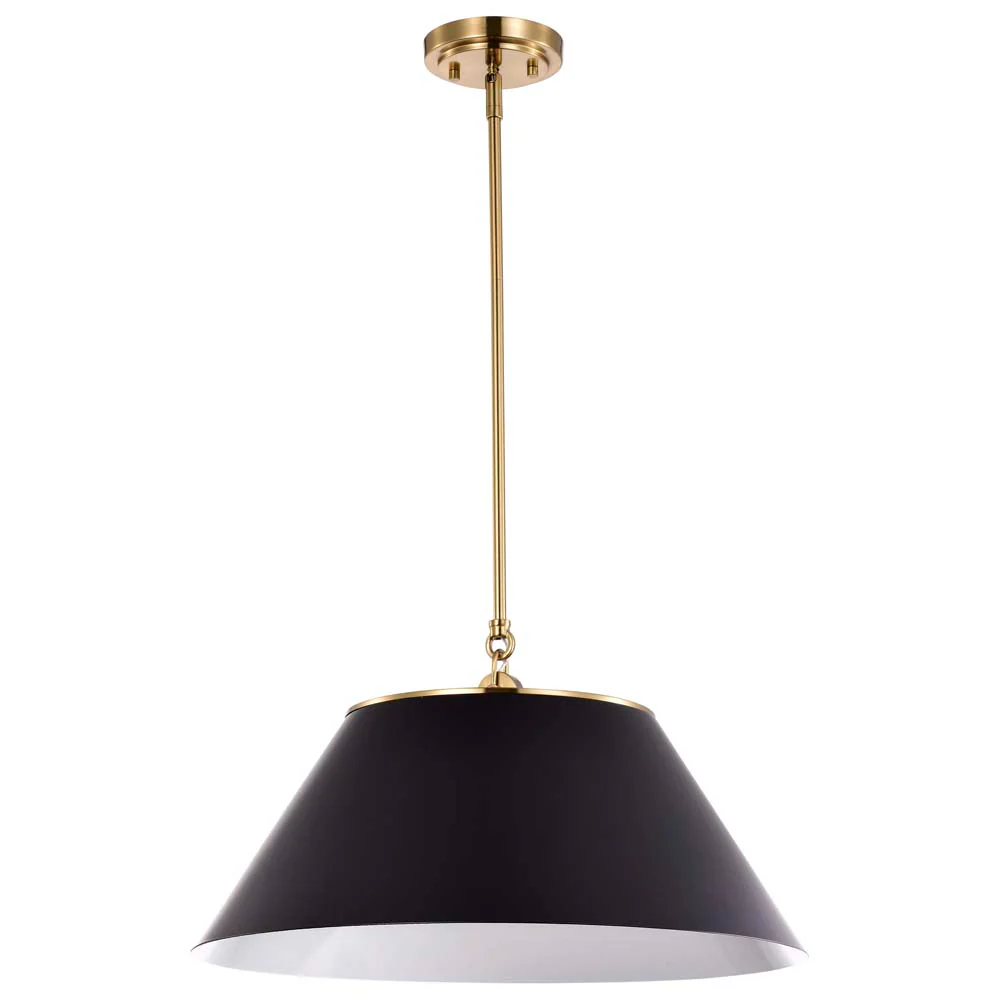 Dover 3-Light Large Pendant Black with Vintage Brass