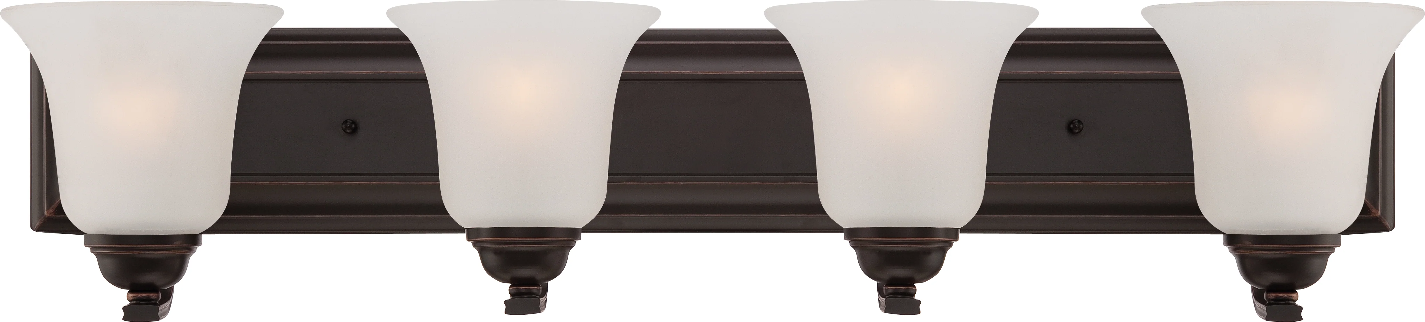 Nuvo Elizabeth 4-Light Vanity Fixture w/ Frosted Glass in Sudbury Bronze Finish