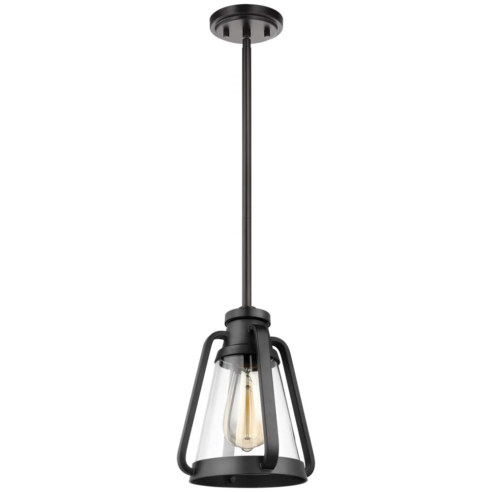 Everett 7-in Mini Pendant Matte Black Finish with Clear Glass