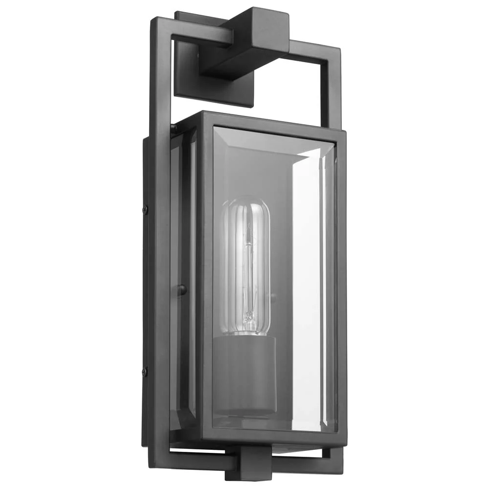 Exhibit Small Wall Lantern Matte Black w/ Clear Beveled Glass