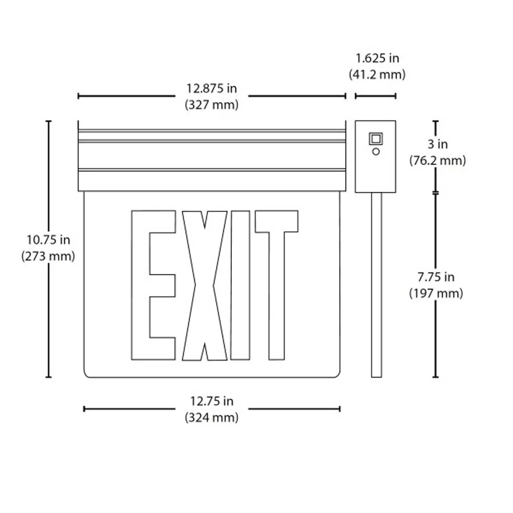 EXL2 Series Edge Lit LED Emergency Exit Sign, Mirrored with Green Lettering - Image 2