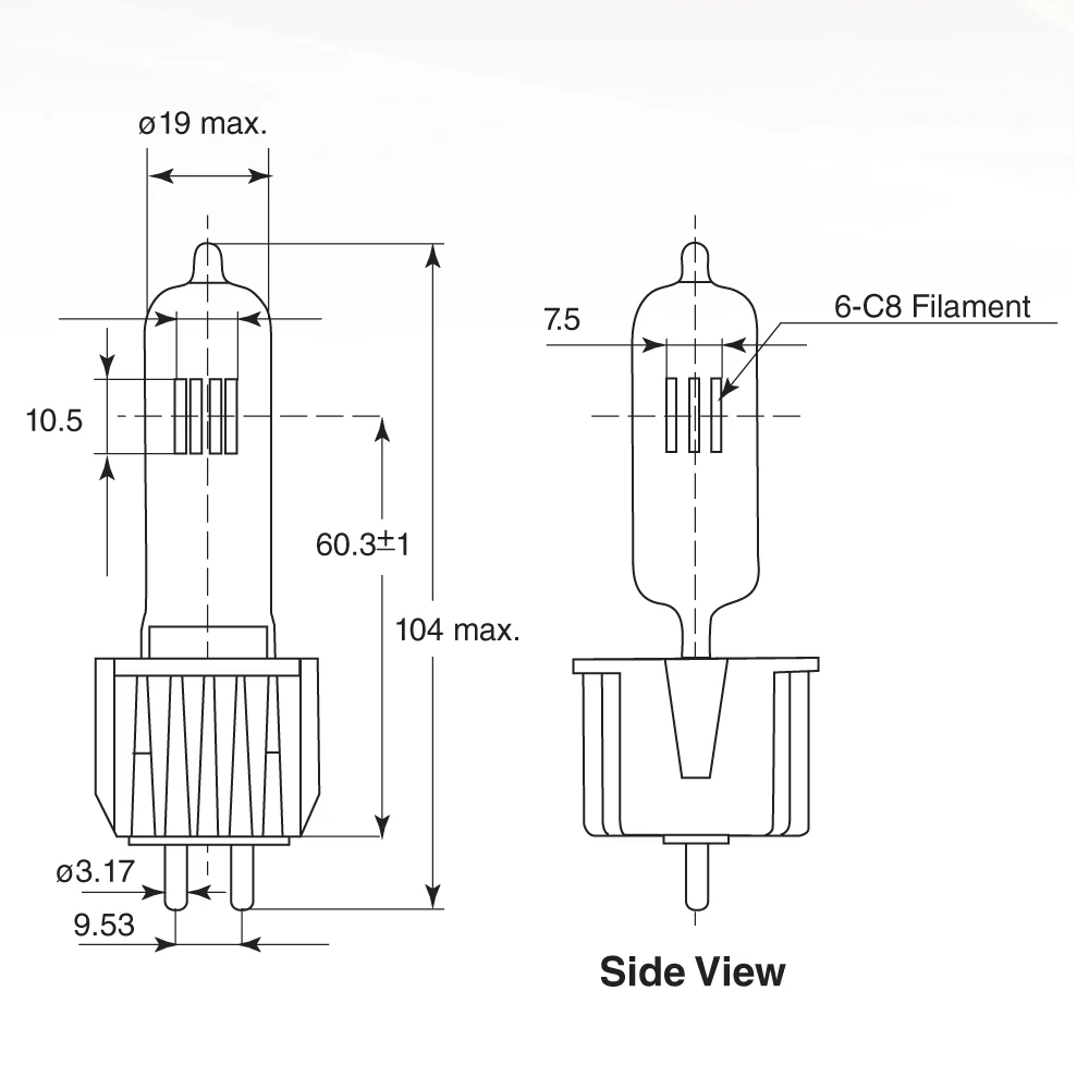 HPL 575w 115v Halogen Heat Sink Base Bulb - ETC Replacement Lamp - Image 3