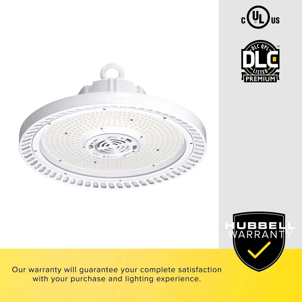 Hubbell 15-in Round LED High Bay 200W 28,000Lm 4000K Dimmable Clear Flat Lens - Image 4