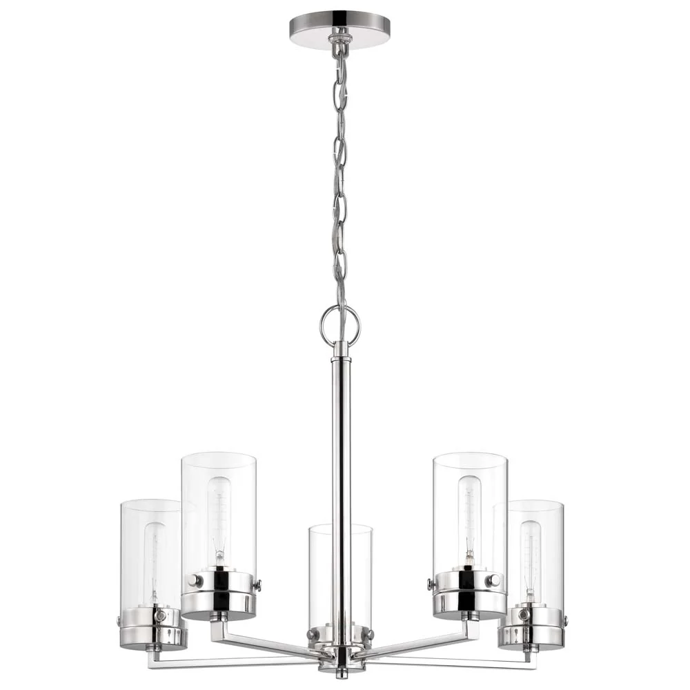 Intersection 5-Light Chandelier Polished Nickel with Clear Glass