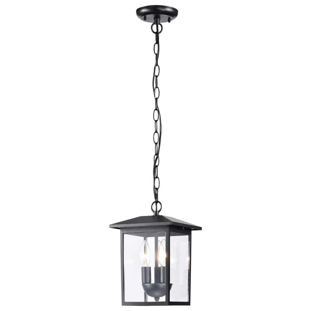 Jamesport Outdoor 11-in Hanging Light Matte Black w/ Clear Glass 120v