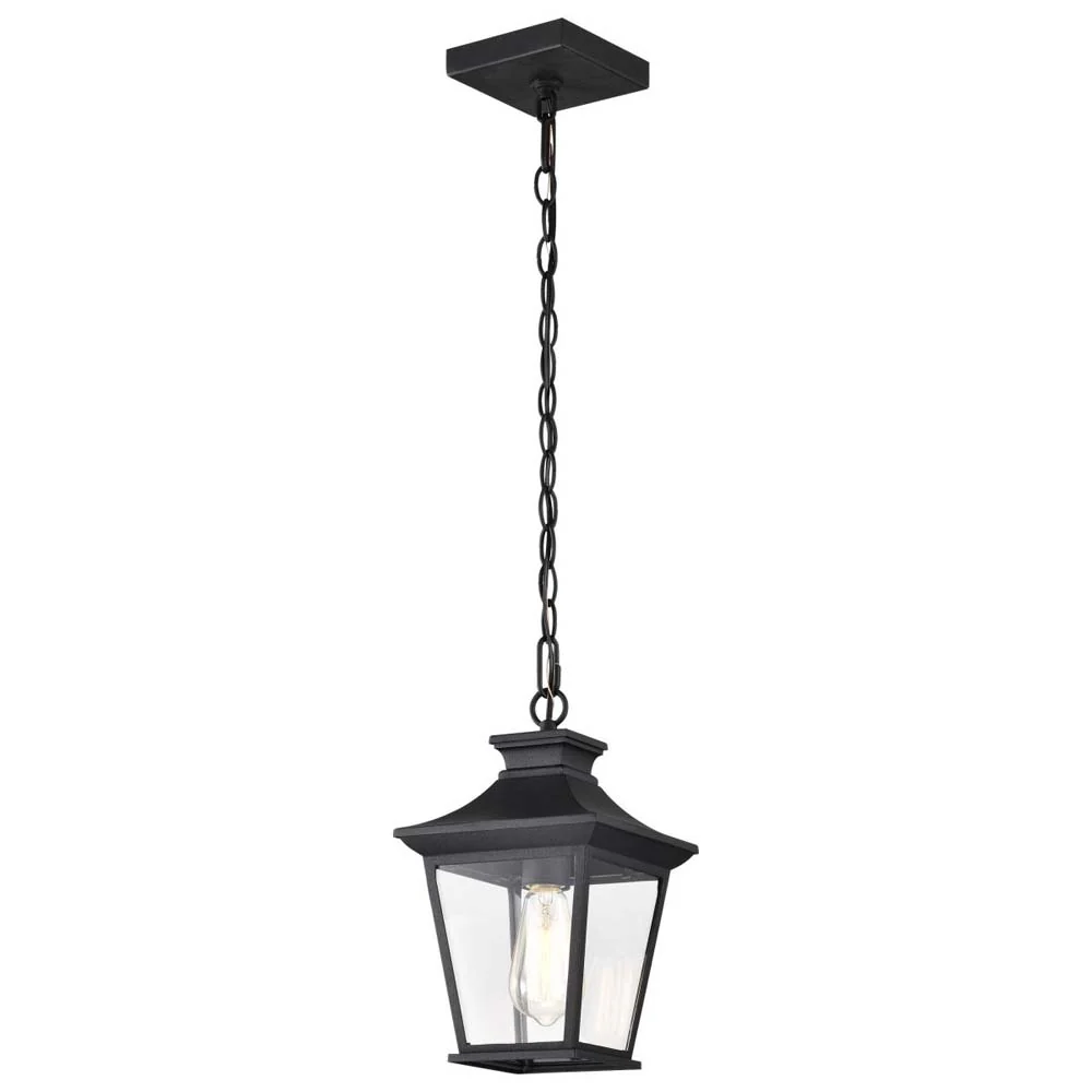 Jasper Outdoor 12-in Hanging Light Matte Black Finish w/ Clear Glass