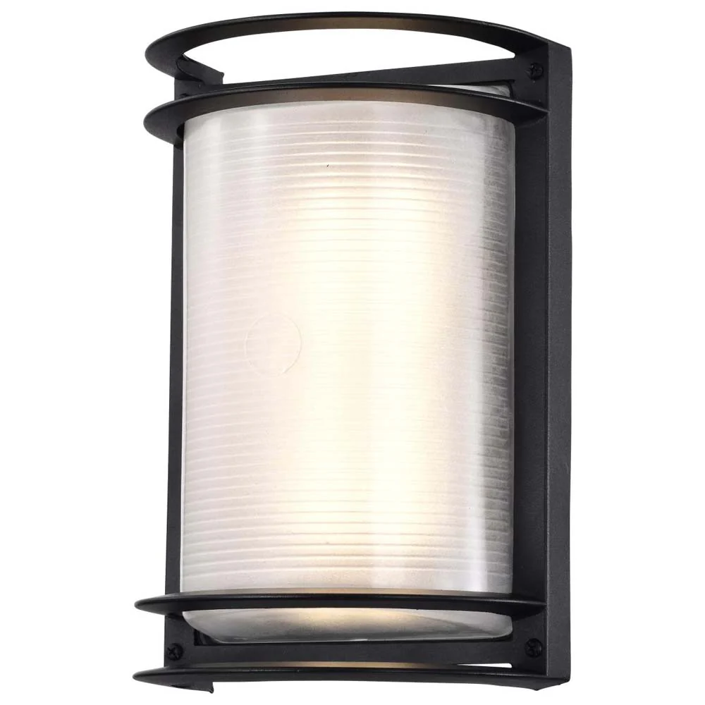 LED Rectangular Bulk Head Fixture Black Finish w/ White Glass