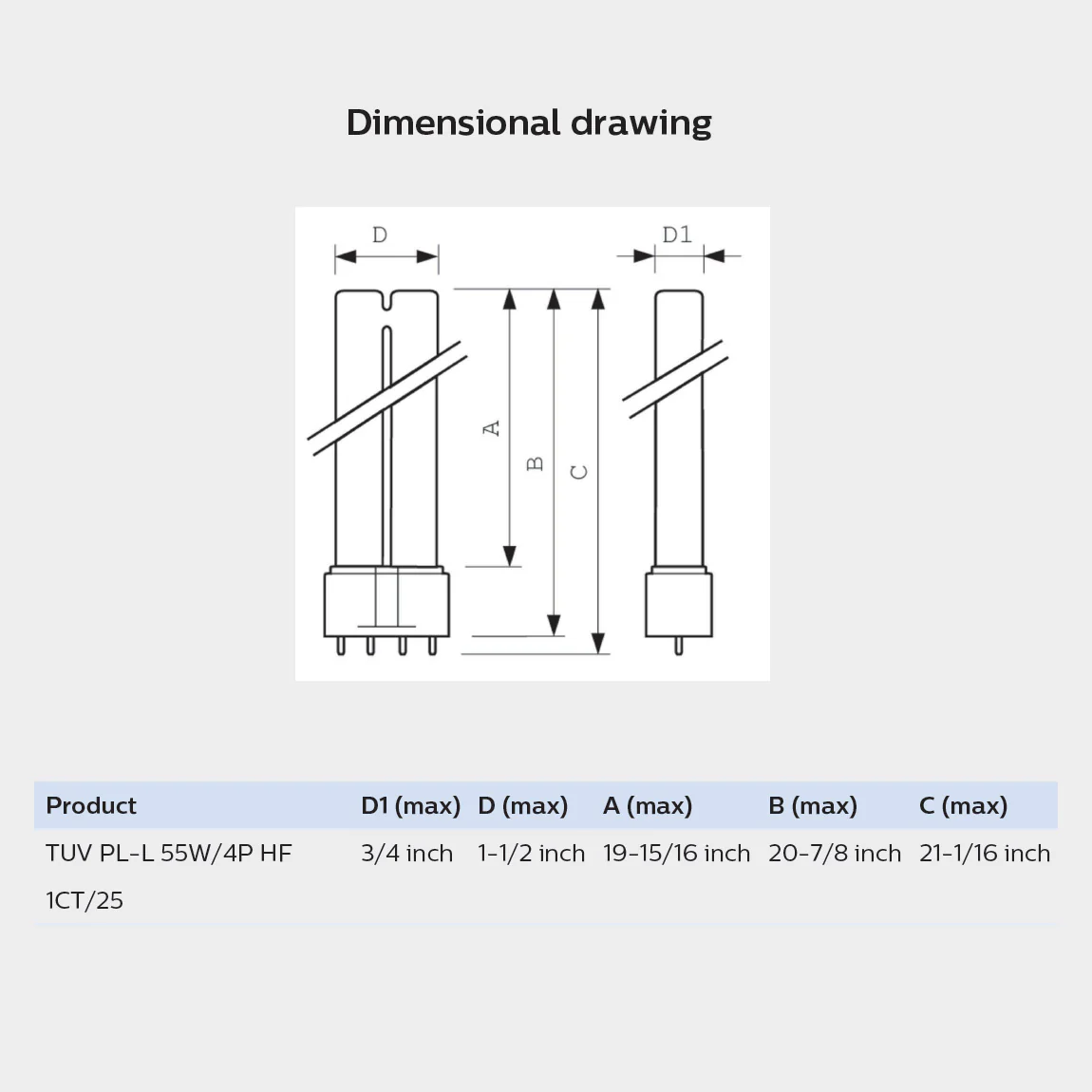 Light Sources LTC55W/2G11 Germicidal UV Replacement bulb - Philips OEM bulb - Image 3