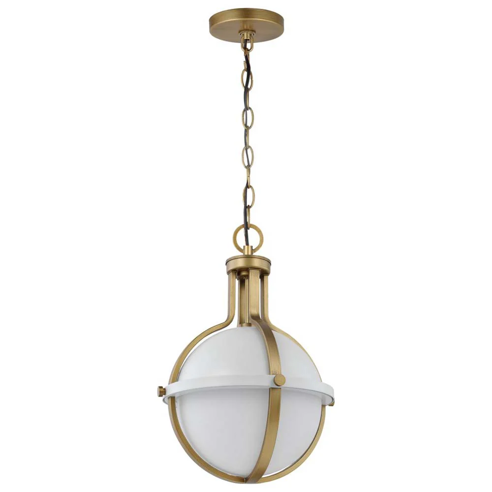 Lincoln Medium Pendant E26 Base 60w Matte White Finish White Opal Glass