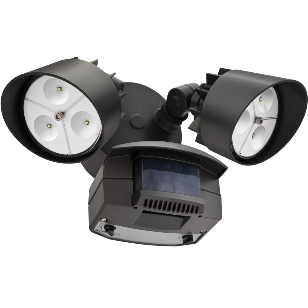 Lithonia White 2 Head Outdoor LED Security Floodlight Motion Sensing Lighting