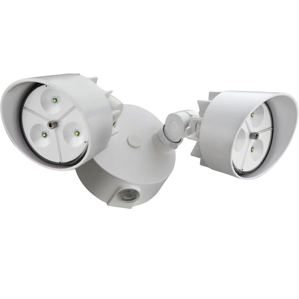 Lithonia White 2 Head Outdoor LED Security Floodlight Motion Sensing Lighting