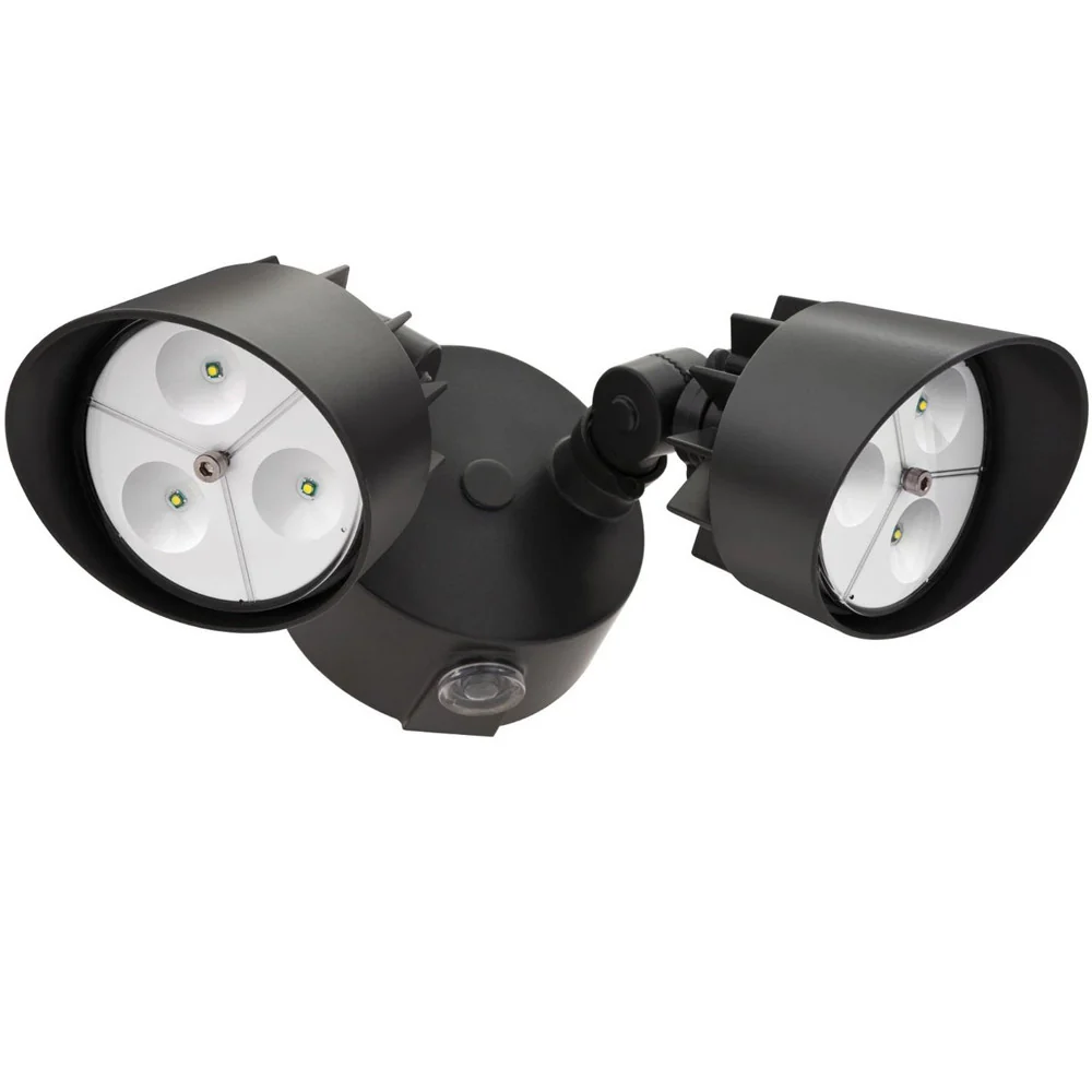 Lithonia White 2 Head Outdoor LED Security Floodlight Motion Sensing Lighting