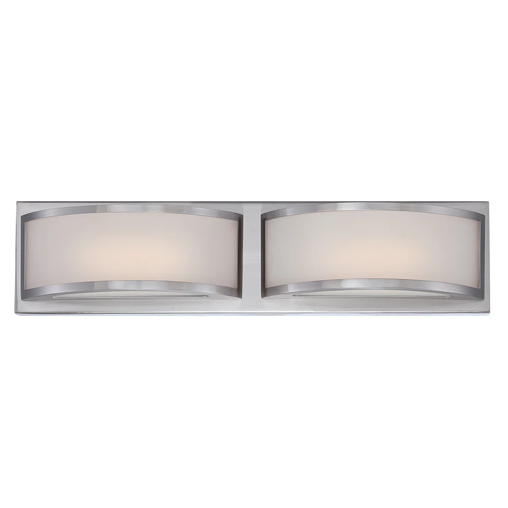 Nuvo Mercer 2-Light LED Vanity Wall Sconce w/ Frosted Glass in Brushed Nickel