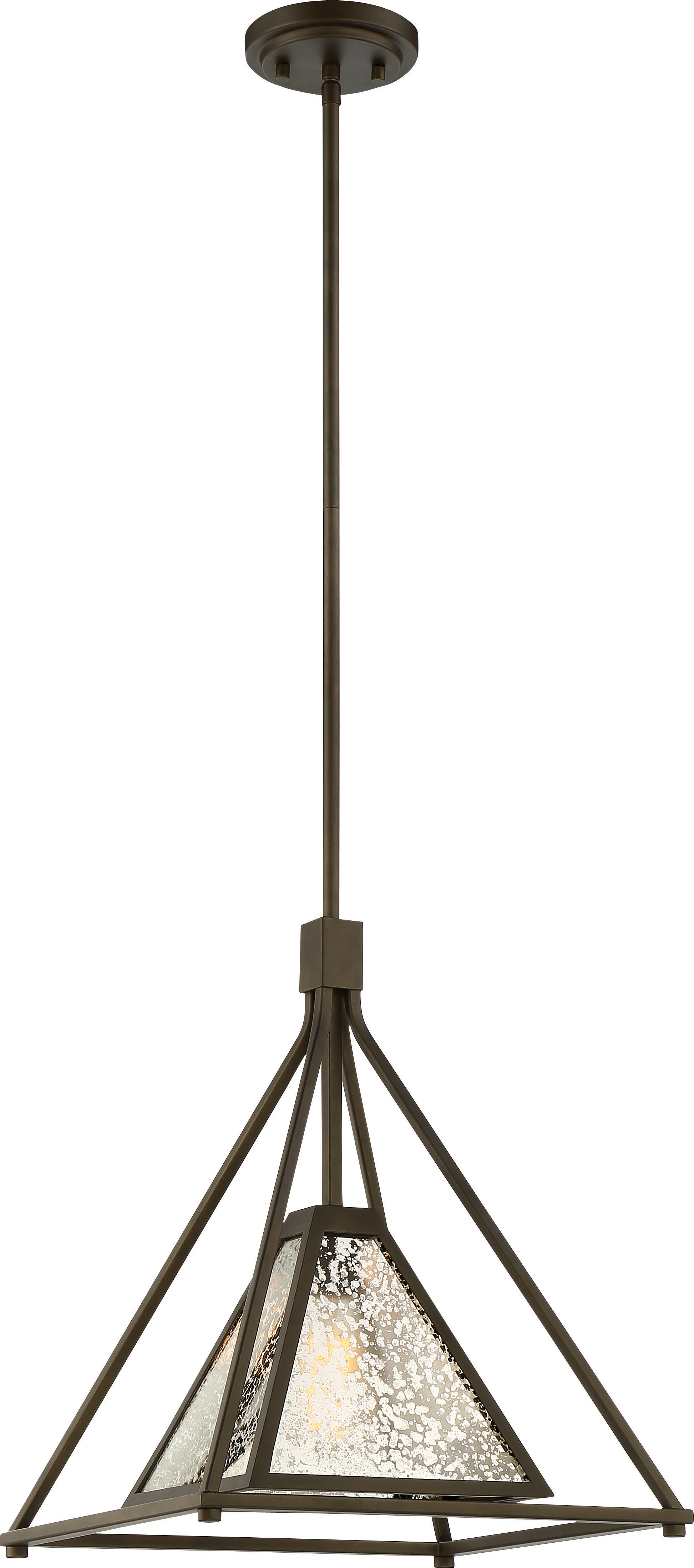 Nuvo Mystic 1-Light Medium Pendant w/ Antique Mirror Glass in Forest Bronze