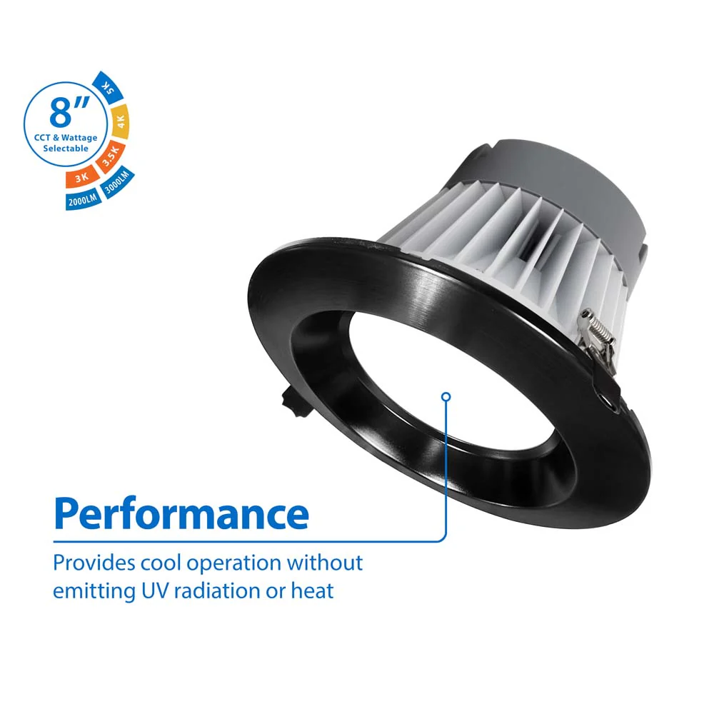 Nicor CLR-Select 8-inch Black H/O Commercial Canless LED Downlight Kit - Image 2