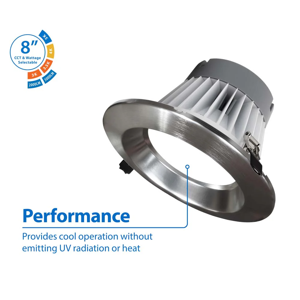 Nicor CLR-Select 8-inch Nickel H/O Commercial Canless LED Downlight Kit - Image 2