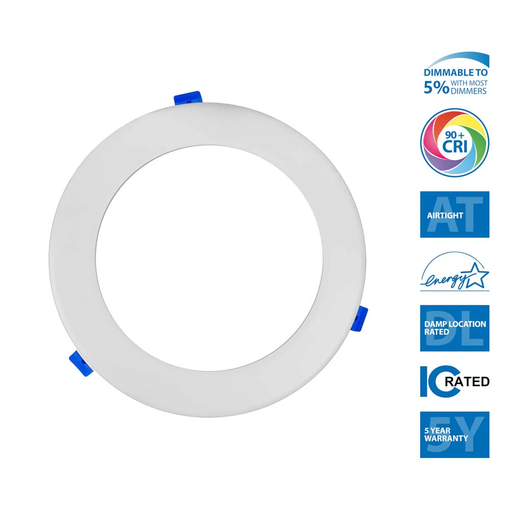 NICOR DLE8 Series 8 in. Round White Flat Panel LED Downlight in 2700K - Image 3