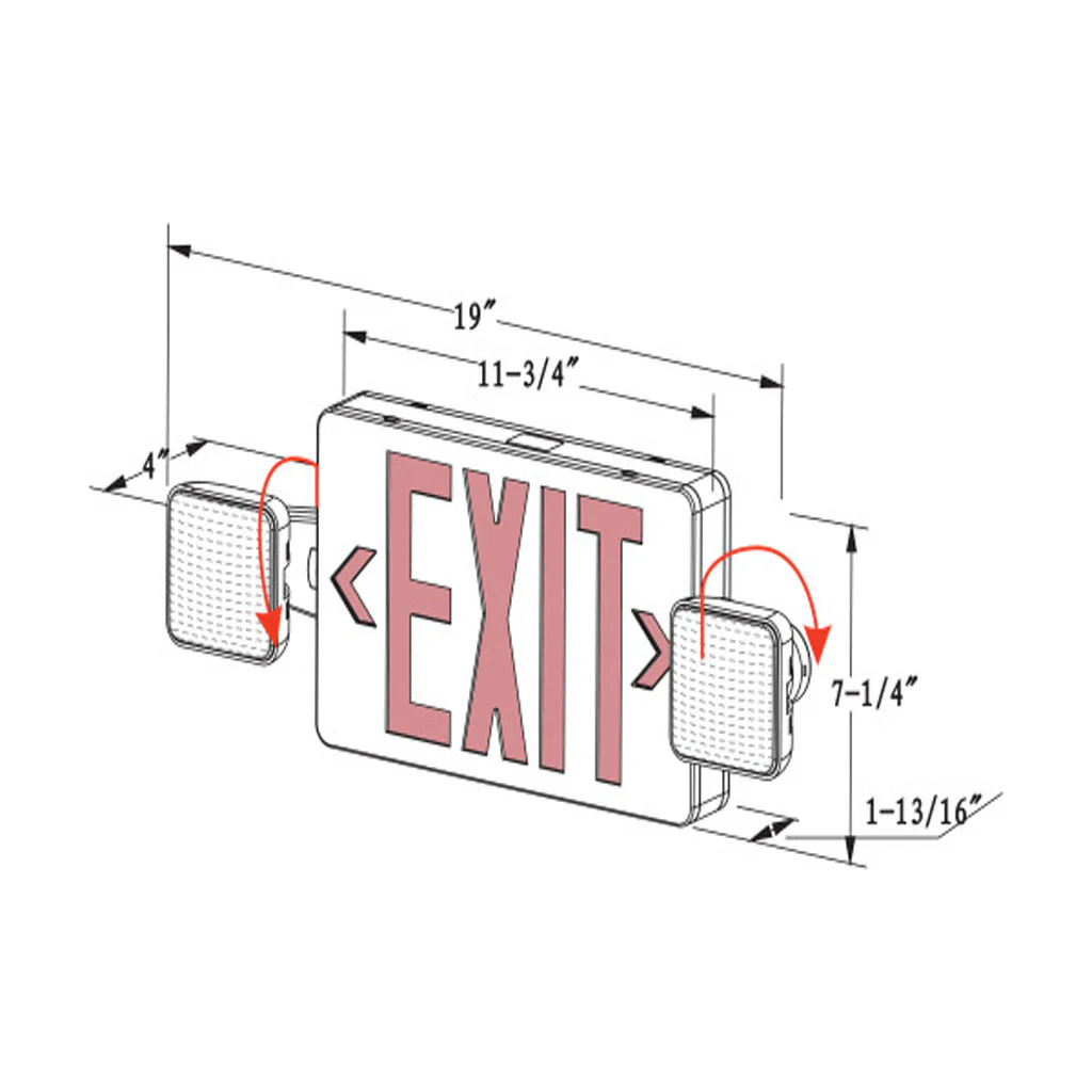 Nicor ECL3 Self-Diagnostic LED Emergency Exit Sign Combo Red Lettering - Image 2