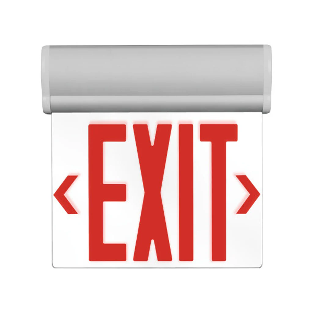 Nicor EXL220 Edge-Lit LED Emergency Exit Sign Clear with Red Lettering