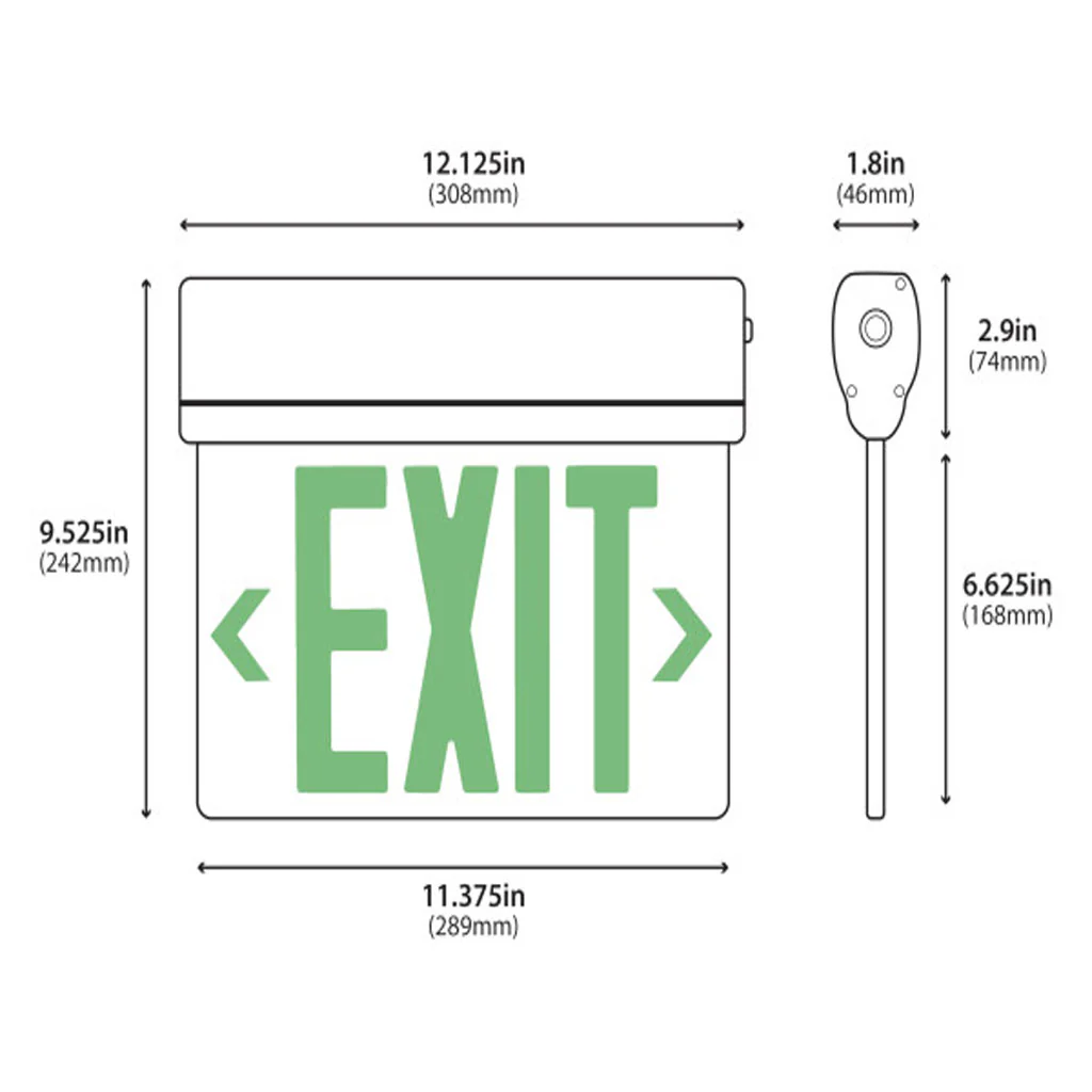Nicor EXL220 Edge-Lit LED Emergency Exit Sign Mirrored with Red Lettering - Image 2
