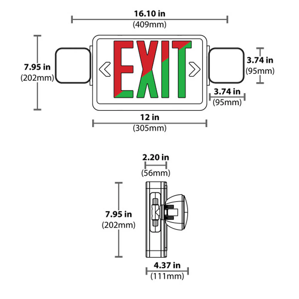 NICOR LED Emergency Exit Sign Color Combo With Remote - Image 2