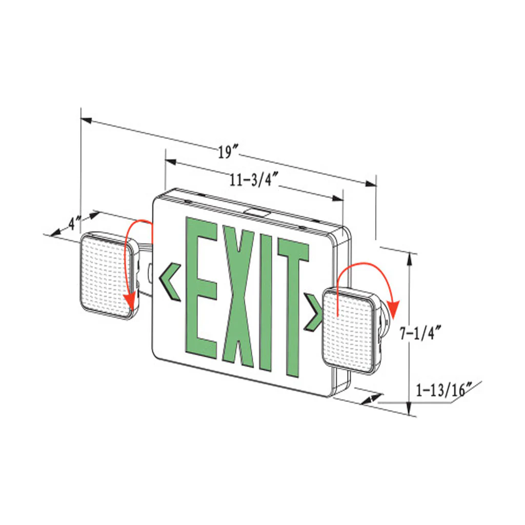 Nicor LED Emergency Exit Sign Combo Remote Capable Green Lettering - Image 2