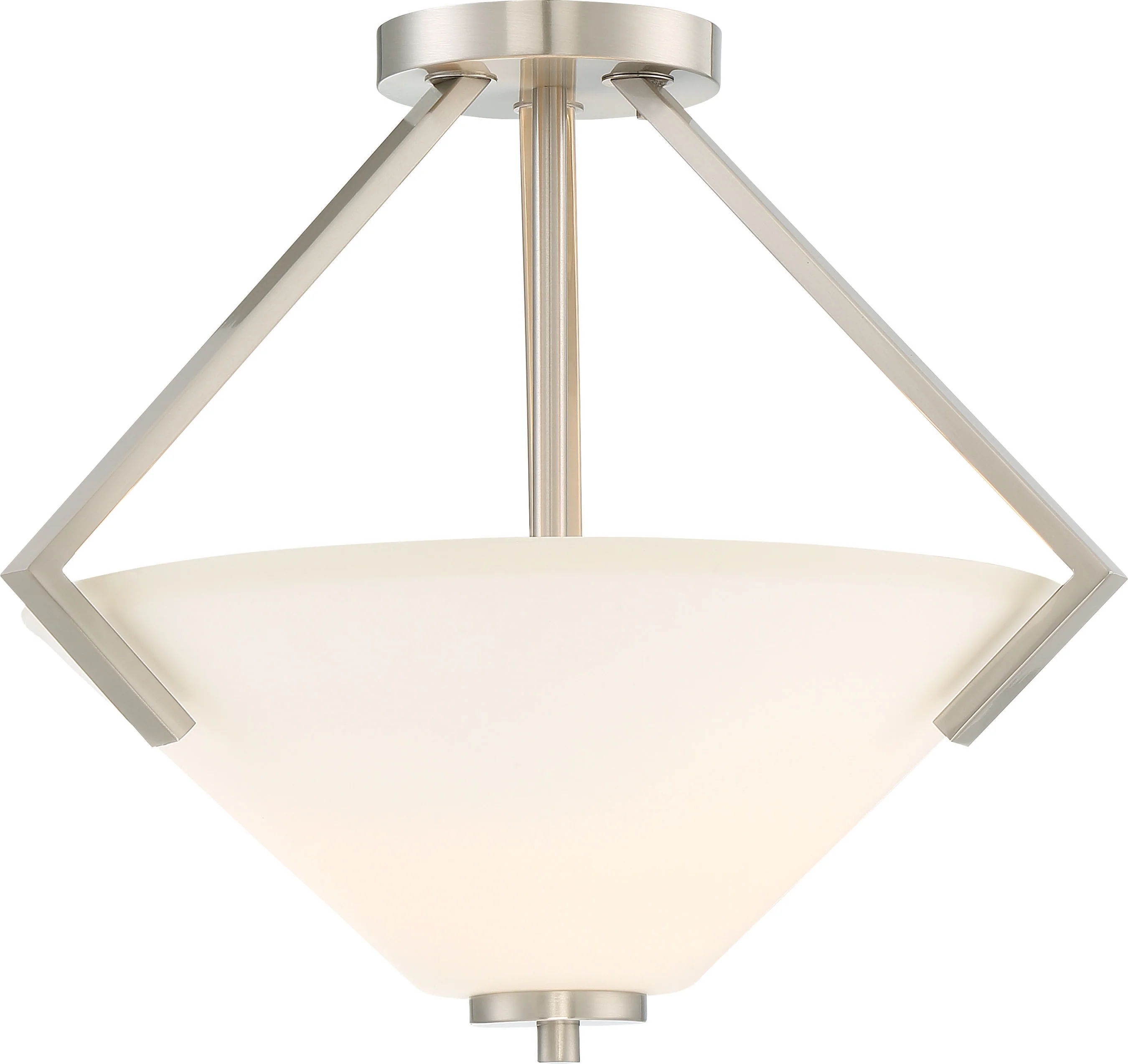 Nome 2-Light Semi Flush Mounted Light Fixture in Brushed Nickel Finish