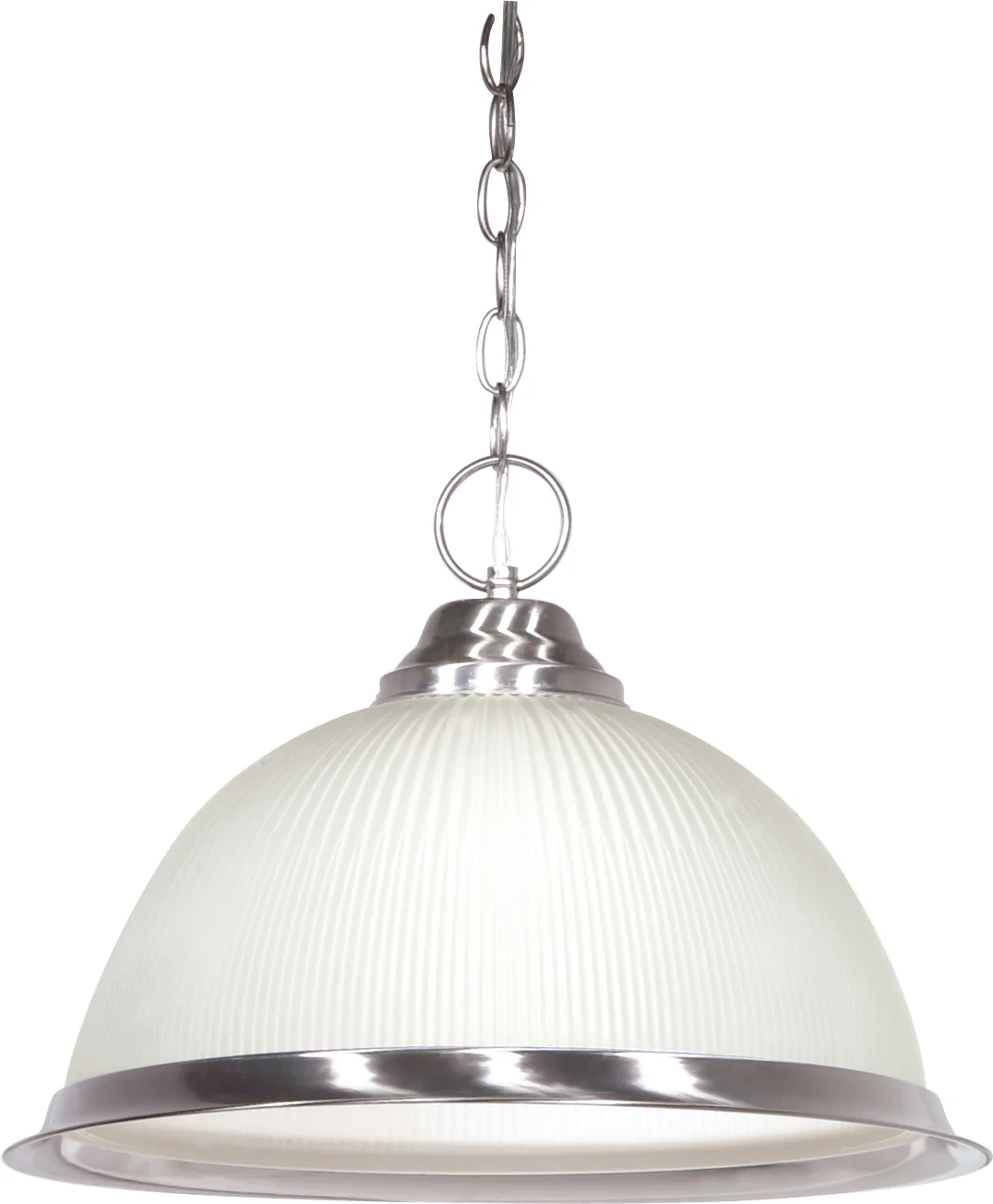 Nuvo 1-Light 15" Brushed Nickel Pendant Light Fixture w/ Frosted Prismatic Dome