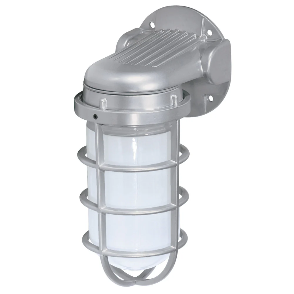 Nuvo 1-Light 150w 10" Industrial Wall Mount w/ Frosted Glass in Metallic Silver