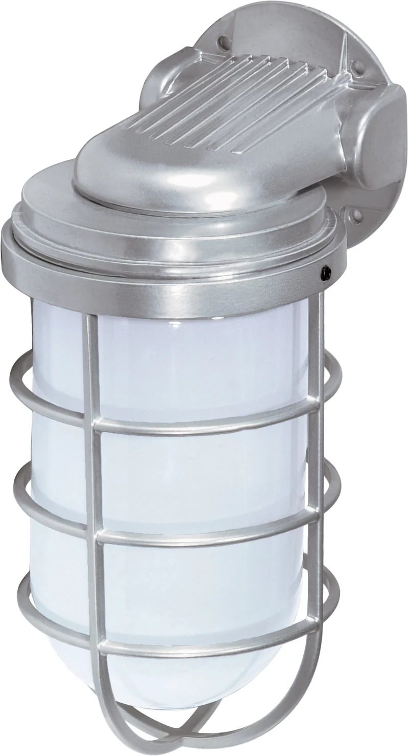 Nuvo 1-Light 300w 11" Industrial Wall Mount w/ Frosted Glass in Metallic Silver