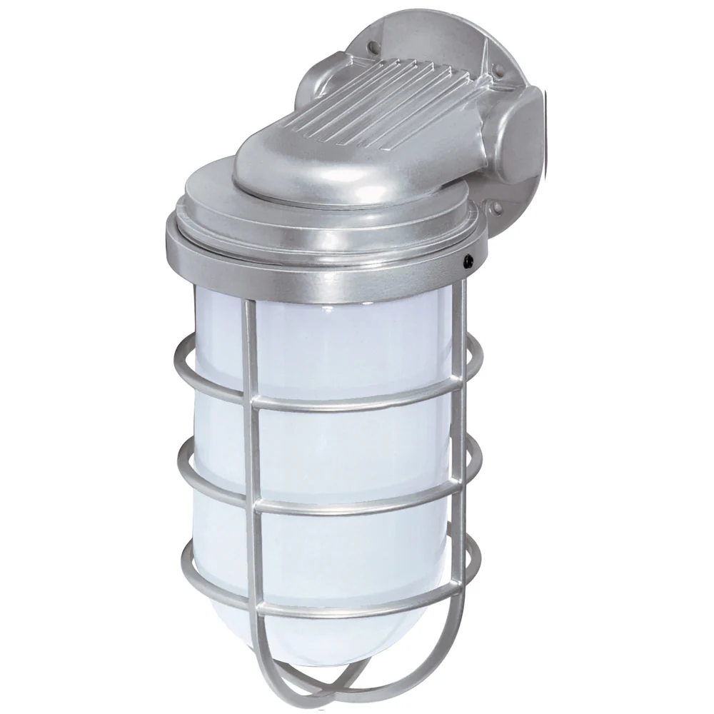 Nuvo 1-Light 300w 11" Industrial Wall Mount w/ Frosted Glass in Metallic Silver