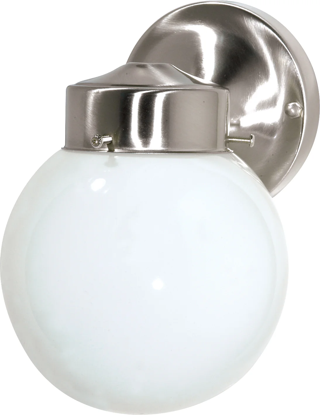 Nuvo 1-Light 6" Porch Wall w/ White Globe in Brushed Nickel Finish