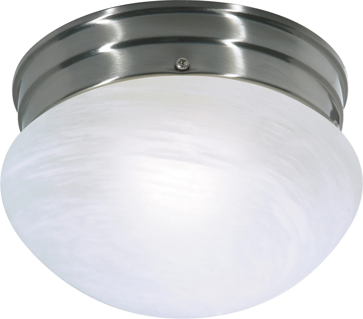 Nuvo 1-Light 8" Flush Mount Small Alabaster Mushroom in Brushed Nickel Finish