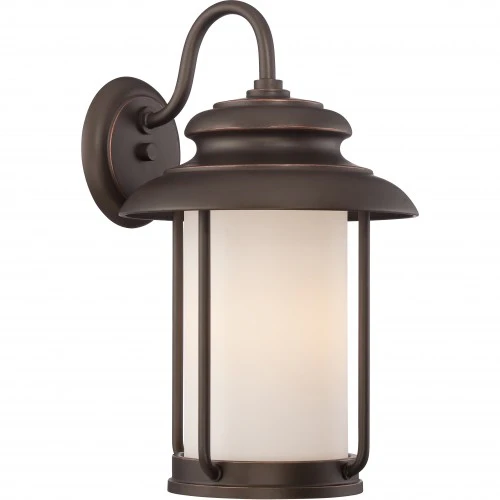 Nuvo 10 inch Bethany LED Outdoor Wall Bronze Light Pendant Satin White Glass