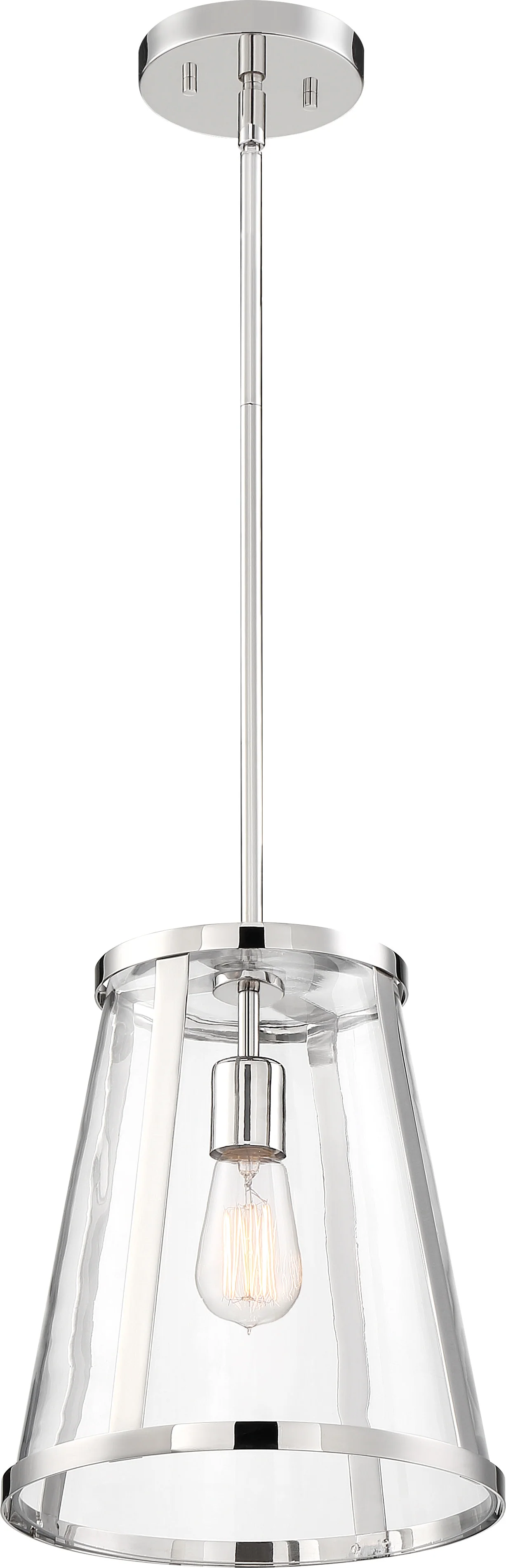 Nuvo 100W A19 Bruge Pendants 1-Light 120v Polished Nickel & Clear Shade