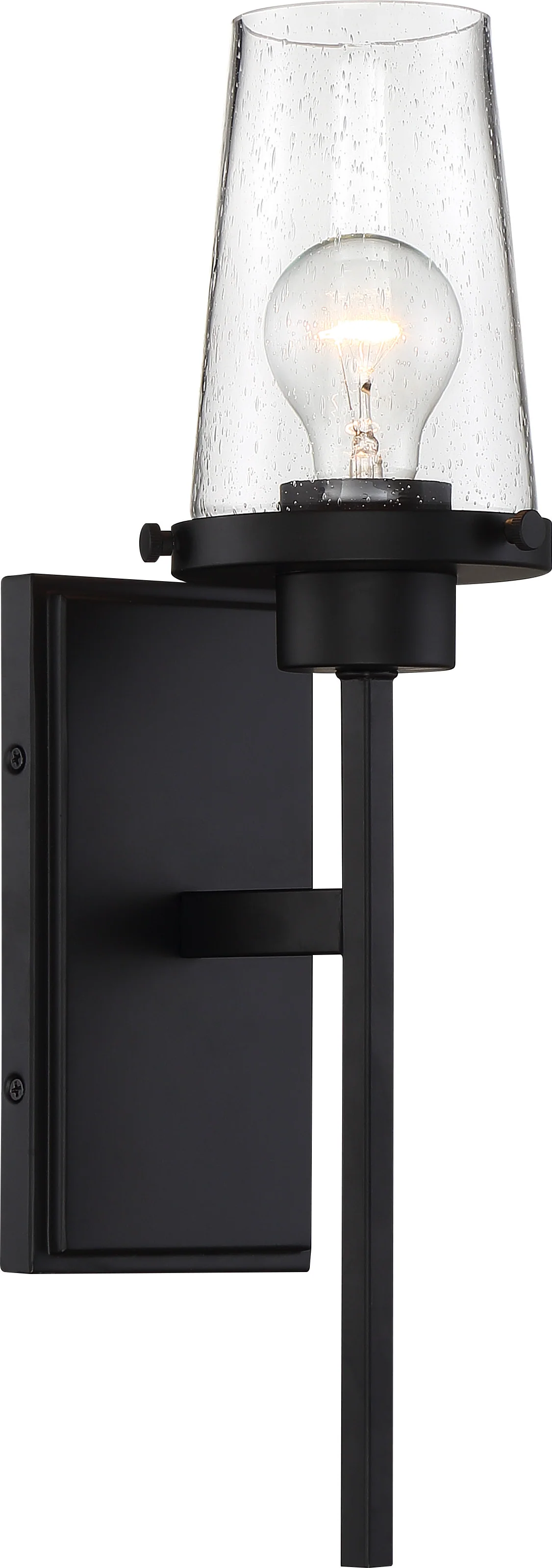 Nuvo 100W A19 Rector Wall 1-Light 120v Aged Bronze & Clear Seeded Shade